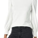 Essentials Women's Long-Sleeve Crewneck Smocked Cuff T-Shirt